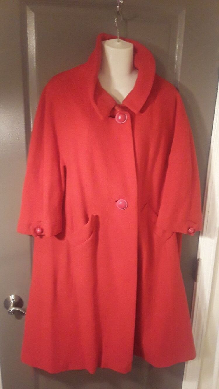 Leon Frohsin Atlanta Zelink Matlick Trench 3/4 Sleeves Red Coat *Flaws